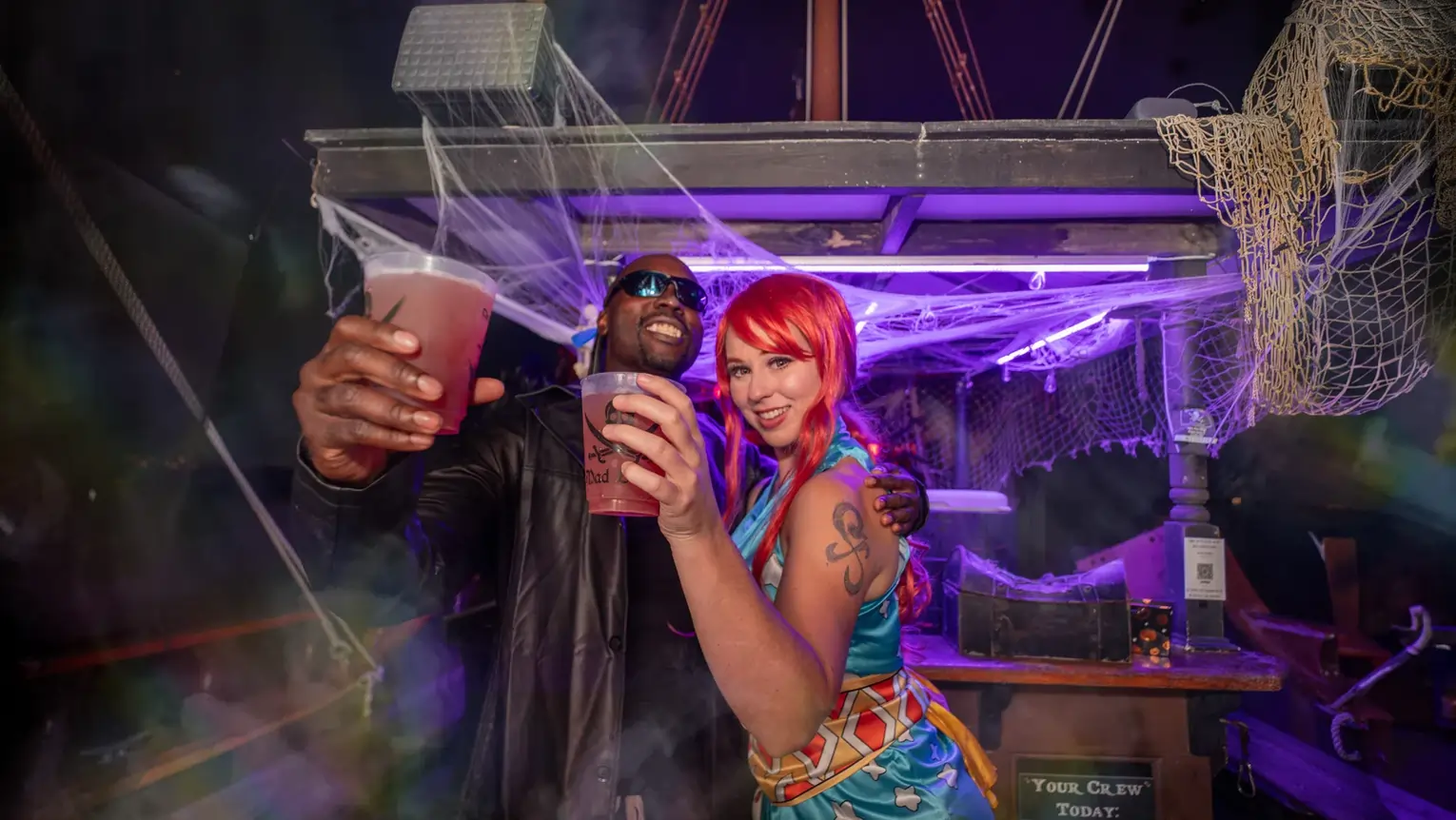 Happy Friends Drinking On A Ghost Ship