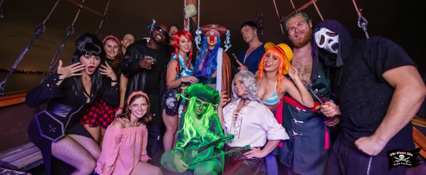 SST - A group of guests dressed up on a pirate ship