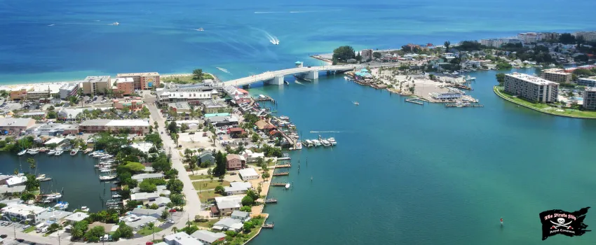 SST - Aerial shot of John's Pass Bridge and boardwalk