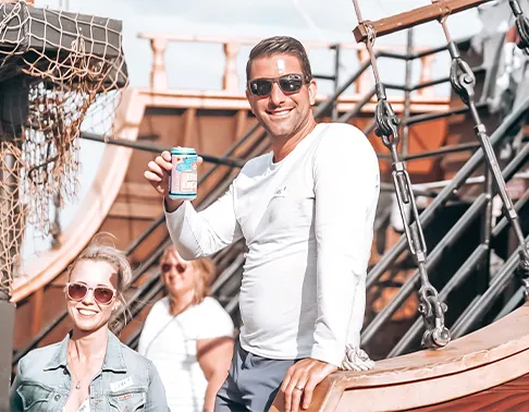 Happy Couple On A Pirate Cruise